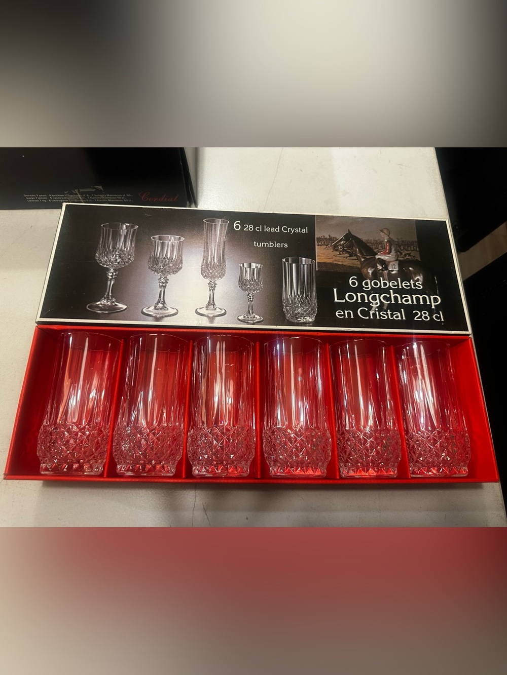Longchamp Red Crystal Tumbler Glasses — Set of 6